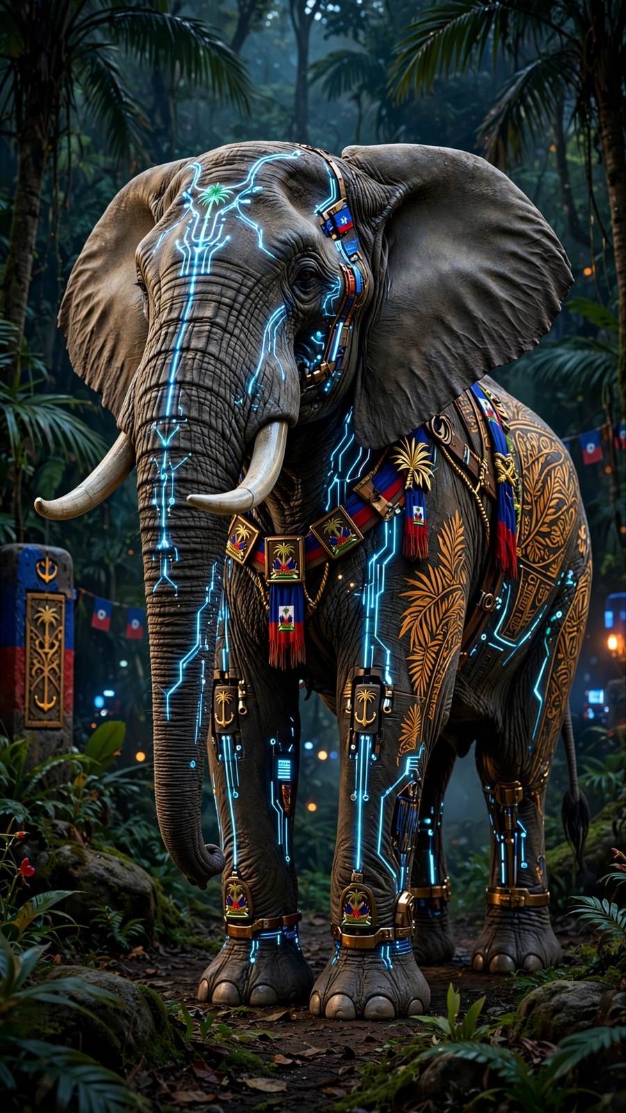Futuristic Haitian Elephant art — phone wallpaper