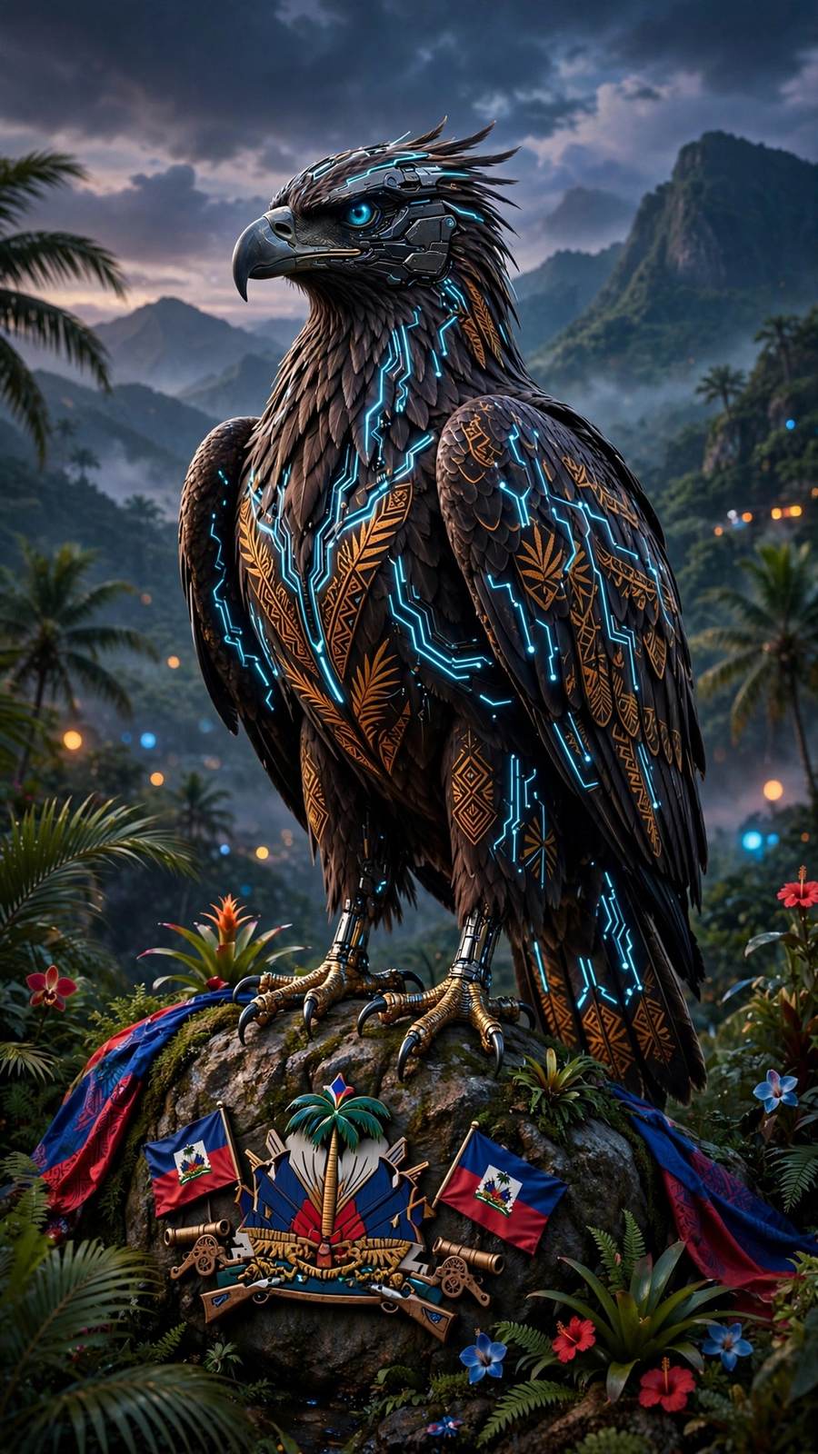 Futuristic Haitian Eagle art — phone wallpaper