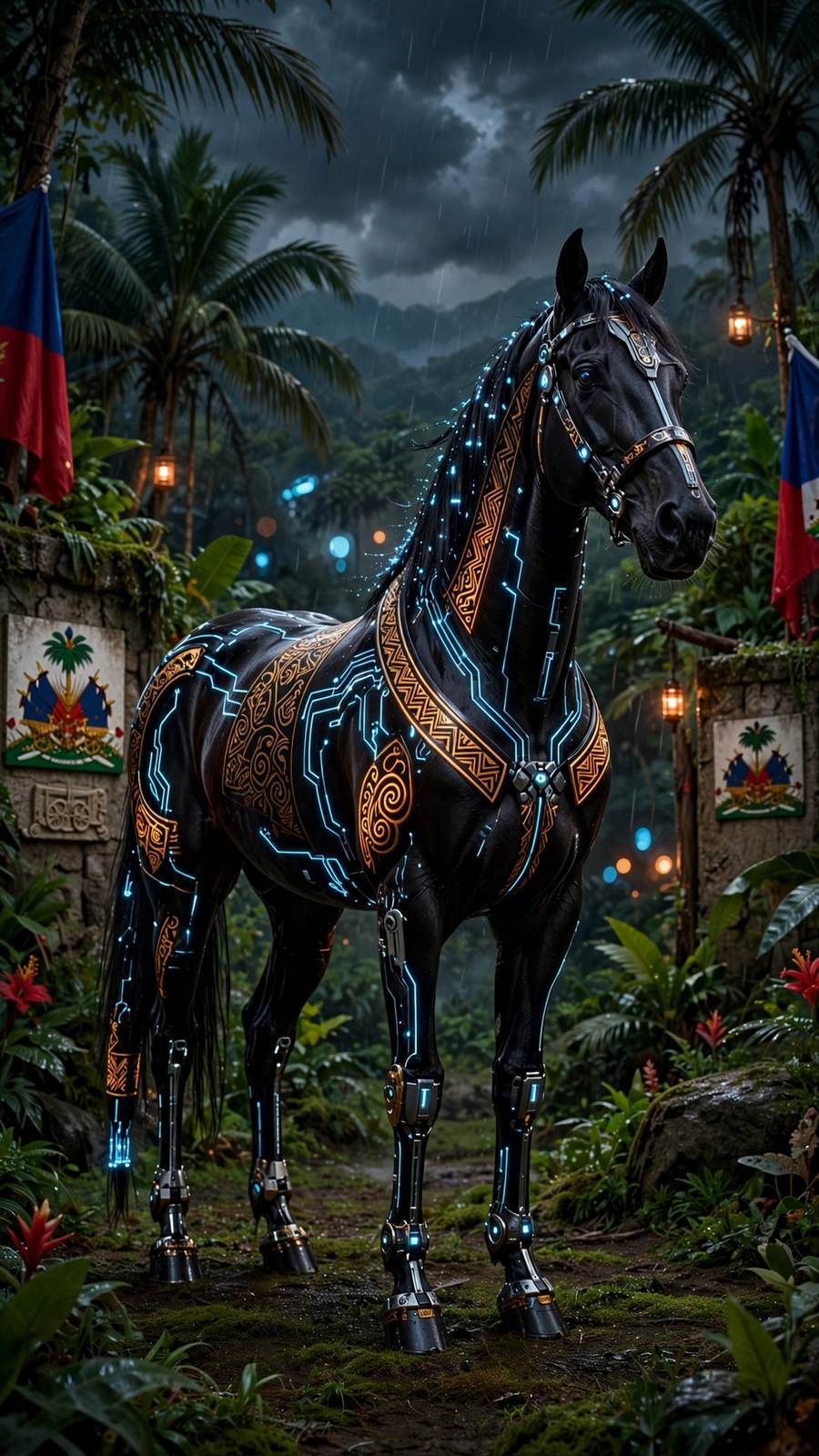 Futuristic Haitian Horse art — phone wallpaper